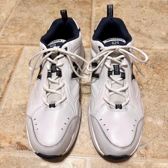 New‎ Balance 624 Mens White Navy Leather Training Shoes Size 16 D Mint Condition main image 8